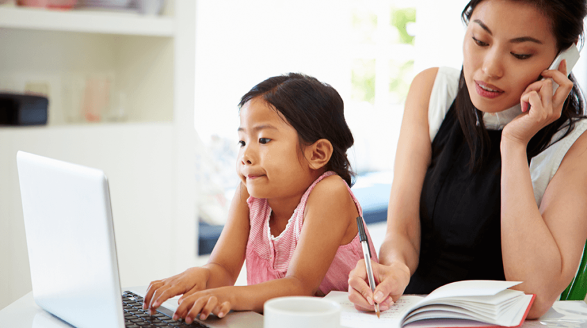 What employees really want: mother working from home with daughter